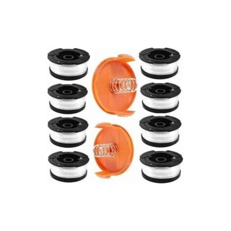 Bobine Fil Coupe Bordure pour Black et Decker Coupe-Bordures, 8 Bobine de Fil Debroussailleuse avec 2 Couvercle de Bobine et 2 Ressort, Bobines A6481 A6485 Compatible avec Black et Decker Af-100