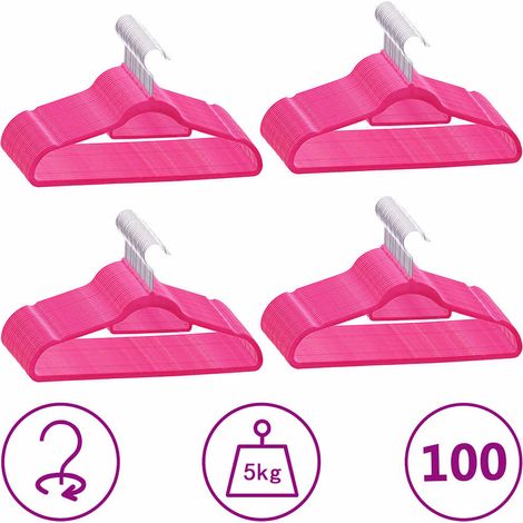 Cintres antidérapants 100 pcs Rose Velours (1/5)