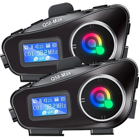 Casque de moto, intercom Bluetooth, système de communication étanche, 2PCS Q58-Max (1/2)