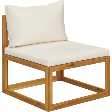 vidaXL 2 Piece Sofa Set with Cream White Cushions Solid Acacia Wood