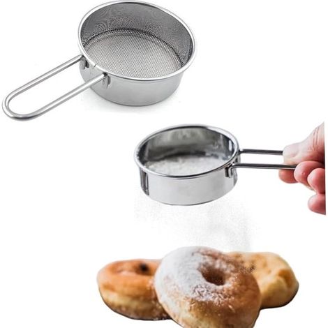 Lot de 2 mini-tamis à farine en acier inoxydable pour pâtisserie, tamis à farine, tamis à riz, Grillage fines, 40 mailles, tamis à farine de qualité alimentaire, tamis à sucre glace, tamis à farine po (1/5)