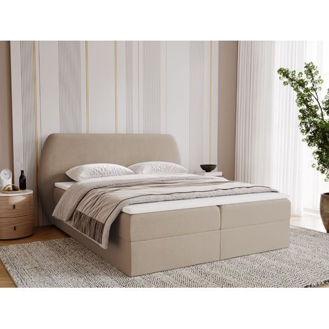Lit continental Bogota avec rangement 160 x 200 double, velours, beige (1/5)