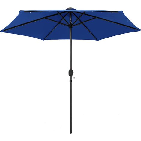 vidaXL Sombrilla de jardín luces LED palo de aluminio azul 270 cm (1/2)