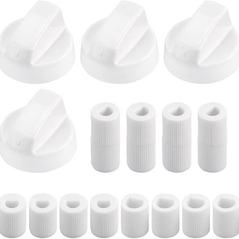 Mandos universales para cocinas de gas, Contiene 4 paquetes de mandos, 4 adaptadores cortos y 8 adaptadores largos, cocinas eléctricas, Blanco (1/5)