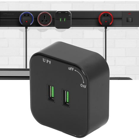 Prise de rail carrée en saillie, 110-250 V, double prise d'interface USB, prise de rail d'alimentation avec port USB mobile, prise de rail multifonctionnelle avec voyant lumineux. (1/5)