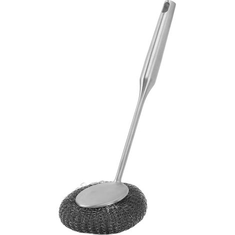 Épurateur De Laine d'acier à Long Manche, Brosse D'épurateur De Vaisselle en Acier Inoxydable Antirouille pour Nettoyage en Profondeur pour Casseroles, Poêles Et Grils(mèche) (1/5)