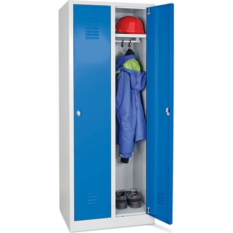 BRB Garderobenspind Profi mit Drehriegelverschluss, 2 Abteile, BxTxH 600x500x1800 mm (lichtgrau/blau) (1/3)