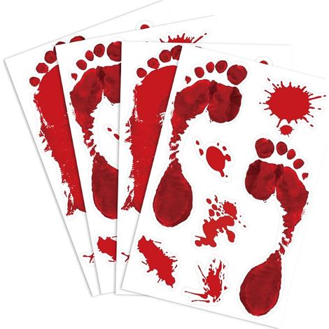 KUUQA Set mit 4 PVC-Aufklebern mit blutigen Fußabdrücken für Halloween-Dekorationen (1/5)