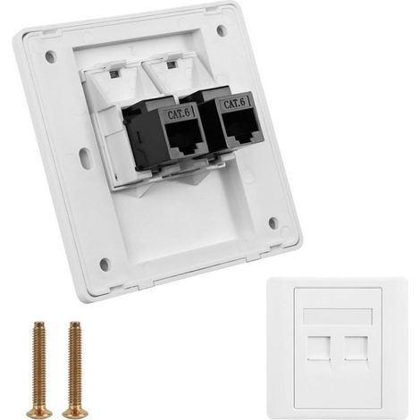 CAT6 Gigabit-Ethernet-Netzwerkdose, RJ45-Netzwerkanschlussdose mit direktem Stecker, doppelter Kabeldurchführung für die Ethernet-Kabelinstallation in Wohnzimmern, Schlafzimmern und Büros (1/4)