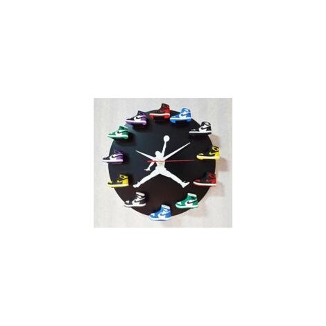 Modello di scarpa 3D, orologio da parete 3D, mobili per ufficio, mobili per la casa, mobili sportivi, basket NBA, sfondo nero, motivo bianco - Crezuo (1/3)