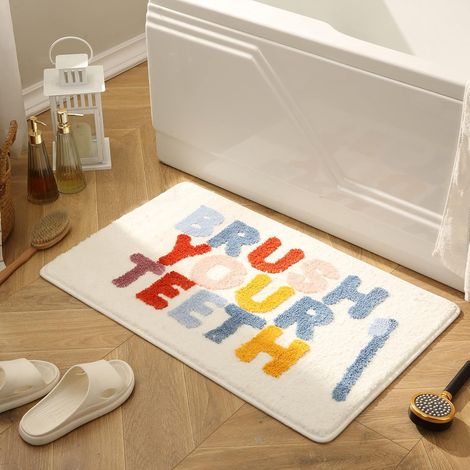 Tapis de Salle de Bain Mignons Tapis de Salle de Bain pour Enfants en Microfibre Absorbant antidérapant pour Salle de Bain Amusante - Éclatement des Dents (1/5)