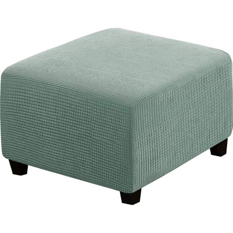 Housse de futon carrée, protection de meuble, avec bande élastique en bas, en tissu jacquard extensible à petits carrés (vert). (1/5)