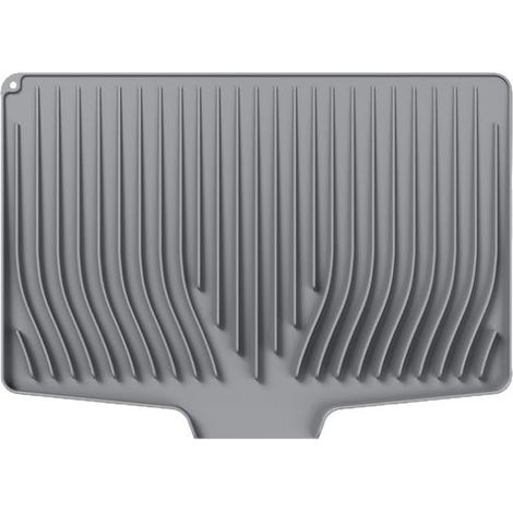 Premium-Silikon-Abtropfmatte mit schrägem, rutschfestem Design, schnell abtropfende Matte für Arbeitsplatte, Waschbecken und Abtropffläche (grau, 48 x 35 cm)
