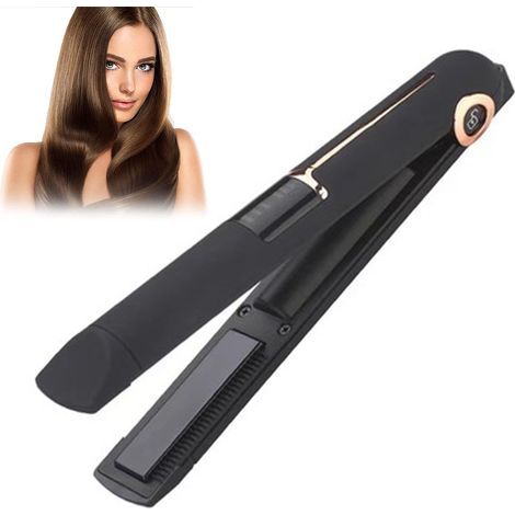 Lisseur Sans Fil Rechargeable - Plaque Chauffante Céramique - 3 Niveaux Température 165/185/205 °C - Pour Cheveux Courts - 1 Pièce