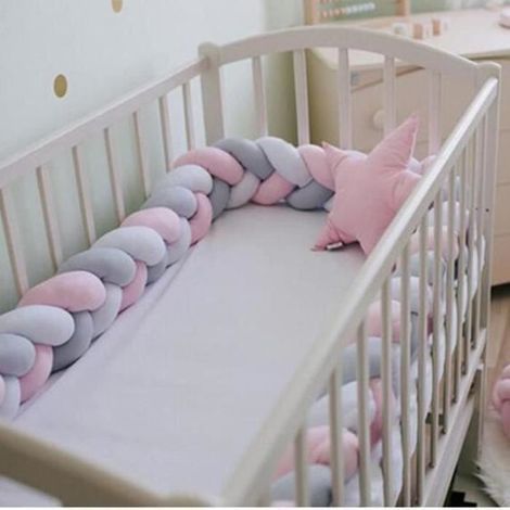 Mxzzand Babybettumrandung, Gitterbettschutz, geflochtene, geknotete Babybett-Einlage, Deko-Set