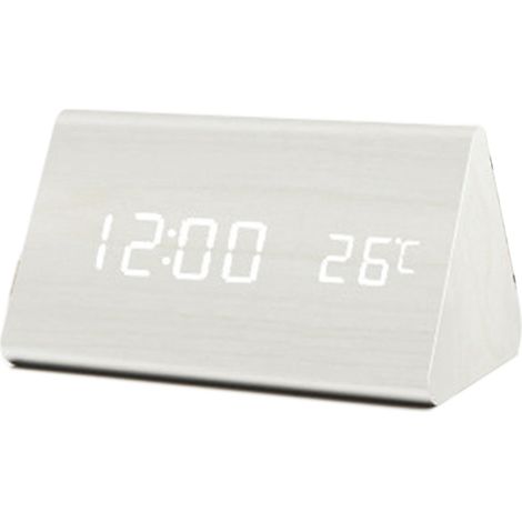 Horloge numérique créative en bois à LED avec affichage de la température, calendrier perpétuel, horloge vocale rechargeable (1/5)