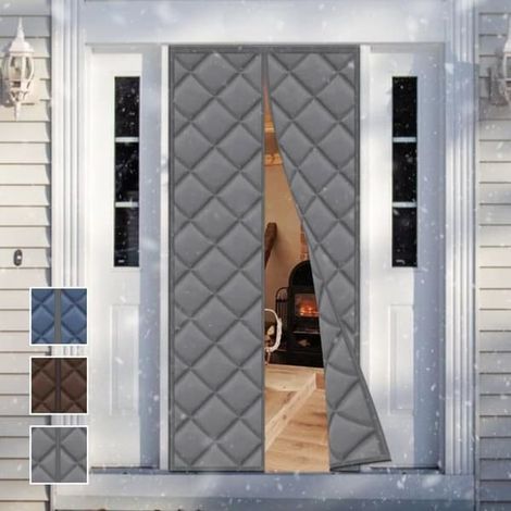 Rideau magnétique de protection thermique pour portes, rideau isolant contre le froid de la porte d'entrée, 80 x 200 cm, gris (1/5)