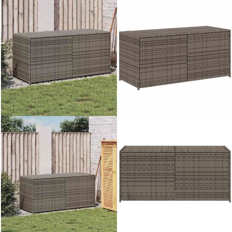 Boîte de rangement de jardin gris 283L résine tressée - Boîte De Rangement Jardin - Coffre De Jardin - Rangement Extérieur - Résine Tressée - Polyrotan - Home & Living