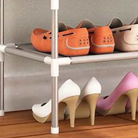 Vente directe d'usine de rayonnages pour dortoirs et chambres d'étudiants, étagères à chaussures en plastique et en fer, assemblage multicouche, étagères à chaussures simples à 5 niveaux. (1/5)