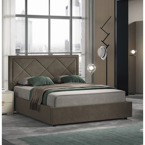 Letto matrimoniale con contenitore, testiera imbottita, 160x190 cm - Dream (1/2)
