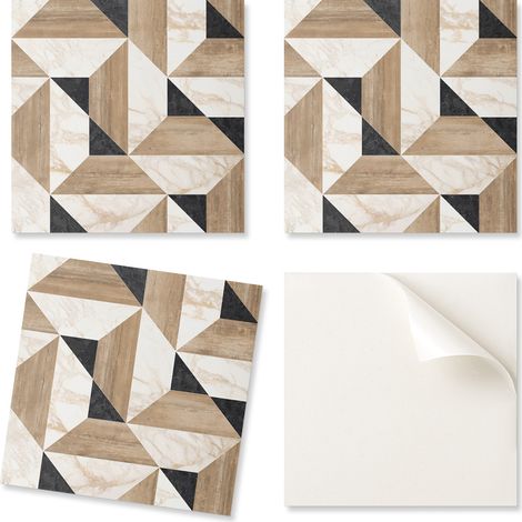 Juego de baldosas de vinilo autoadhesivas con estampado geom茅trico de 20x20x20 cm.
