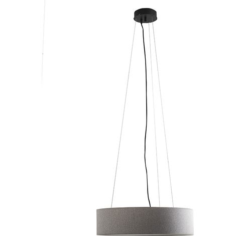 Vivien Lampada a Sospensione Nera, Paralume Cilindrico Grigio, E27, IP20, 48cm - Rossini Group - Design Minimal ed Elegante (1/5)