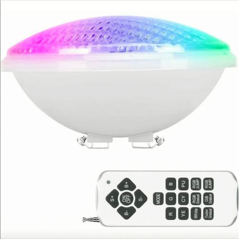 LAMPADA FARO FARETTO LUCE LED 24W PISCINA 6000K LUCE FREDDA+RGB IP68 PAR56 564F (1/2)