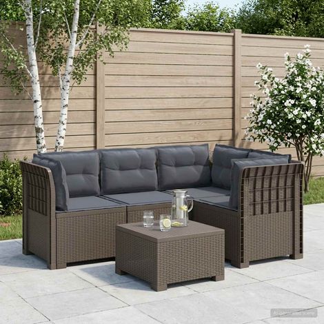 vidaXL Sofá de Jardín para 4 Personas con Cojines Estilo Rattan PP (1/5)