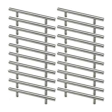 Poignée de meuble inoxydable 20pcs – Entraxe 128mm – Acier brossé – Poignée en T pour porte d'armoire (1/5)