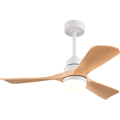 Ventilador de techo de 42 pulgadas con luz LED y mando, 3 aspas ABS color madera (1/5)