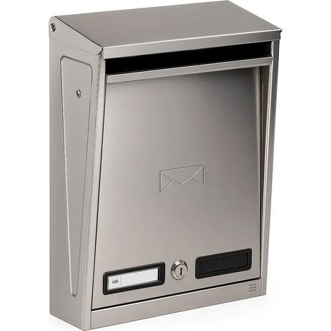 Silmec 10-012 S-INOX Cassetta Postale per Esterno Acciaio Inox Tetto Parapioggia Apribile Formato Rivista 25x39x9 cm (1/4)