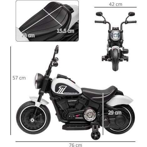 Trottinette électrique pour enfants de 18 à 36 mois (avec roues et phares), 76 x 42 x 57 cm, noir et blanc. (1/5)