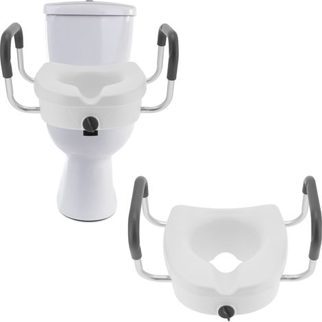 Siège de toilette surélevé avec accoudoirs antidérapants et réglables, accessoire de salle de bain pour personnes âgées et femmes enceintes. (1/5)