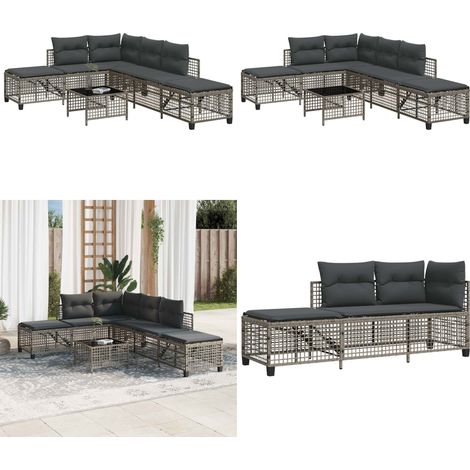 Salon de jardin d'angle avec coussins 3 pcs gris résine tressée - Ensemble Salon De Jardin - Canapé Jardin - Fauteuil Relax - Chaises Longues - Mobilier Extérieur - Home & Living (1/5)