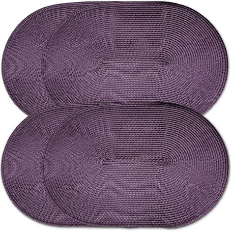 Lot de 4 Sets de Table ovales tressés en Plastique polypropylène (Violet)'1 Violet'Violet'- (1/4)