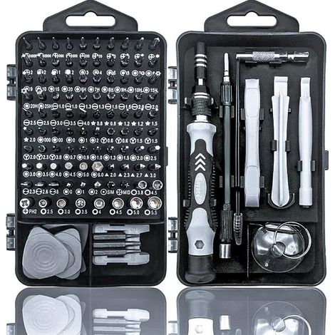 Outils de kit de tournevis de précision 115 en 1,outils de réparation de tournevis de précision magnétiques portables (gris) (1/5)