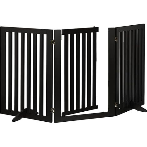 Safety Gate with Door and Feet Foldable H x W 70 x 154 cm Black (1/5)