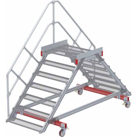 Euroline 512 mobiler Überstieg 45° Stufenausführung Stahl Gitterrost Stufenbreite 1000mm 7 Stufen