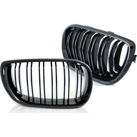 Paire grilles calandre BMW serie 3 E46 01-05 Look Sport Noir glossy-38493701