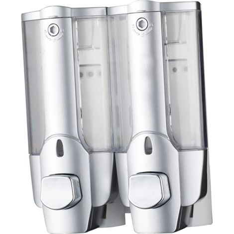 Double-Head Wall-Mounted Soap Dispenser Plastic Refillable for Shampoo Pump Foaming Soap Wall-Mounted Shower Dispenser (1/5)