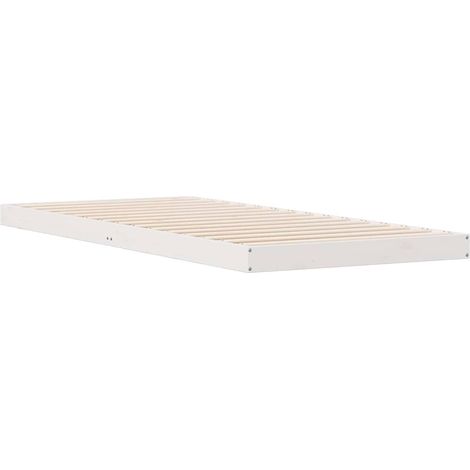Lit simple，Lit adulte，Cadre de lit surélevé Blanc 90 x 210 cm Bois de pin massif CFW8664875 (1/5)