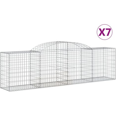 Paniers à gabions arqués 7 pcs  Mur en gabion 300x50x80/100 cm fer galvanisé
