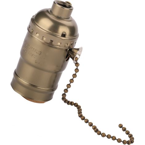 Douille E27 en aluminium style vintage avec chaînette pour lampe de bureau, culot à vis (bronze) (1/5)