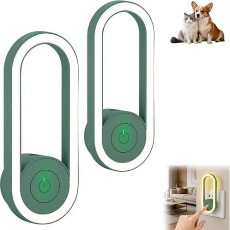 Pawshield Lot de 2 appareils à ultrasons brancher avec voyant doux, appareil soutien pour l'environnement domestique chiens et chats, fonctionnement silencieux, facile (2 pièces Vert pièces) -