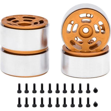 Jante métallique orange à 5 rayons et double trou pour voiture RC Crawler 1/24 et 1/18 (1/5)