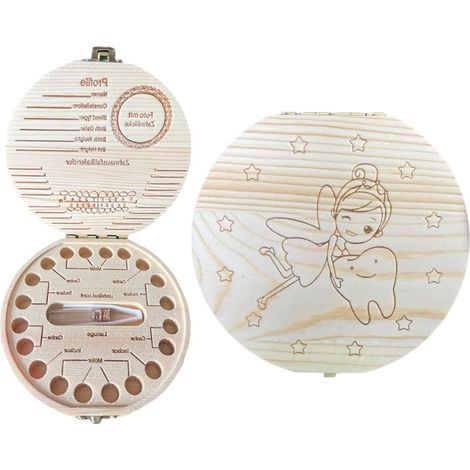 Boîte à dents de lait en bois pour fille et garçon pour conserver les dents de lait et les souvenirs de bébé (1/5)