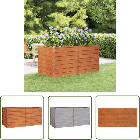 The Living Store Lit surélevé de jardin rouillé 160x80x77 cm acier corten - Jardiniere - Bac Acier - Plante Exterieur - Pot De Fleurs - Décoration Jardin (1/5)