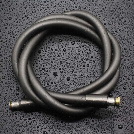 Flexible de Douche, Tuyau de Douche en Doux Silicone Anti-Torsion et Anti-Pliure, Flexible Douchette WC Universel (G1/2 pouces, 1.5M), Pulvérisateur Tuyau pour Toilette/Gris (1/4)