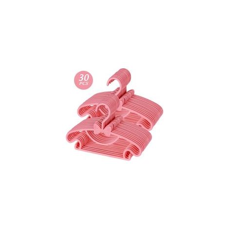 Set mit 30 Kinderkleiderbügeln aus Kunststoff mit Schleifen, 29,5 x 17 x 0,4 cm. Rutschfeste Bügel mit Fächern, ideal für Babys und Kinder. – Crezuo