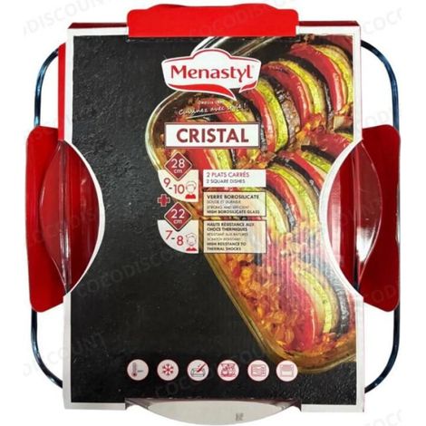 Cobye -Lot 2 Plats Four Cristal Carrés 28 cm & 22 cm – Résistant Chocs Thermiques – Plat à Gratin, Ratatouille, Tiramisu (1/3)